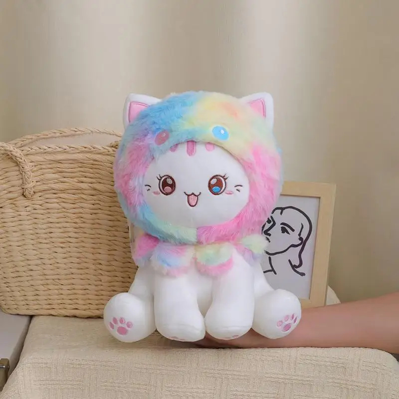 Cat Plushies Cat Plush Stuffed Animal Sitting Cat Plush Wear Hood Cute Sitting Cat Plush Cat Stuffed Animal Plush With Adorable