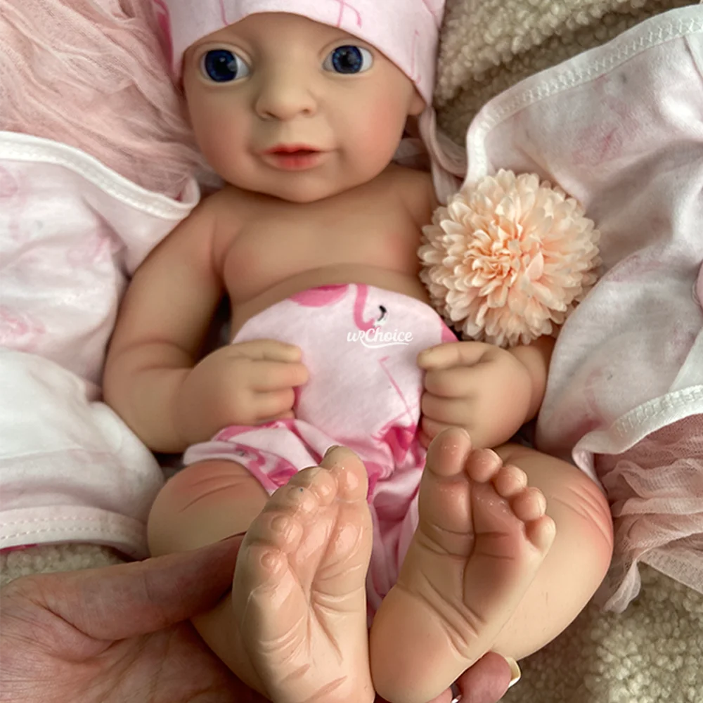 Poupée Reborn en silicone souple, 43 cm, bouche ouverte et lavable, peau peinte réaliste, pour nouveau-né, pour enfants de 3 ans et plus, cadeaux pour enfants