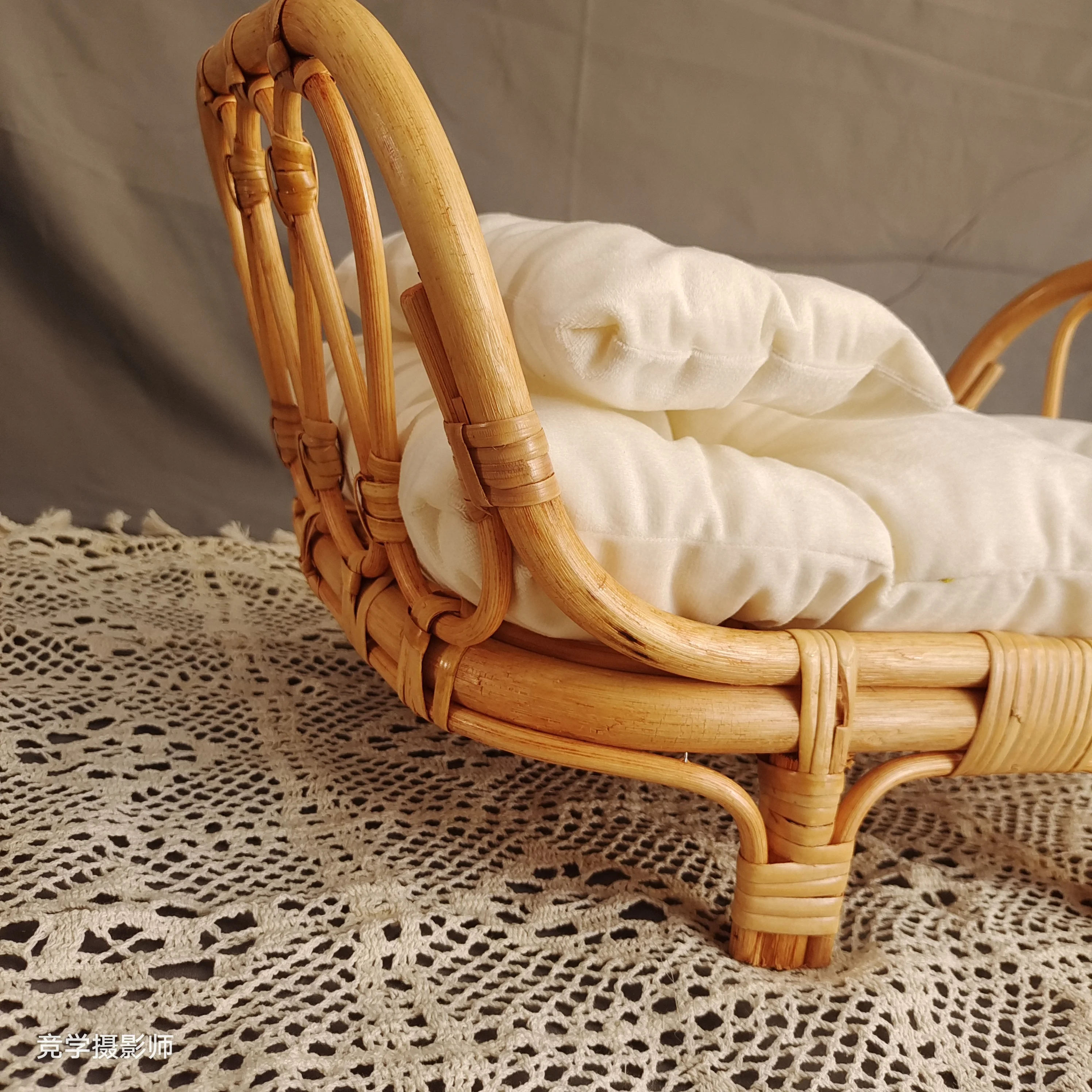 Newborn Photography Basket Vintage Handmade Basket Boy Girl Newborn Baby Photoshoot Props Baby Chairs for Newborns Doll Bed Baby