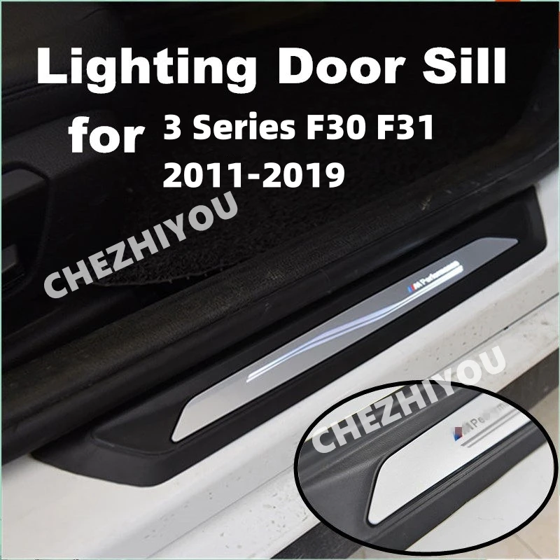 For BMW 3 Series F30 F31 2011-2019 Car Door Welcome Pedal Threshold Lighting Door Sill for M Performance with Battery 1 Pair