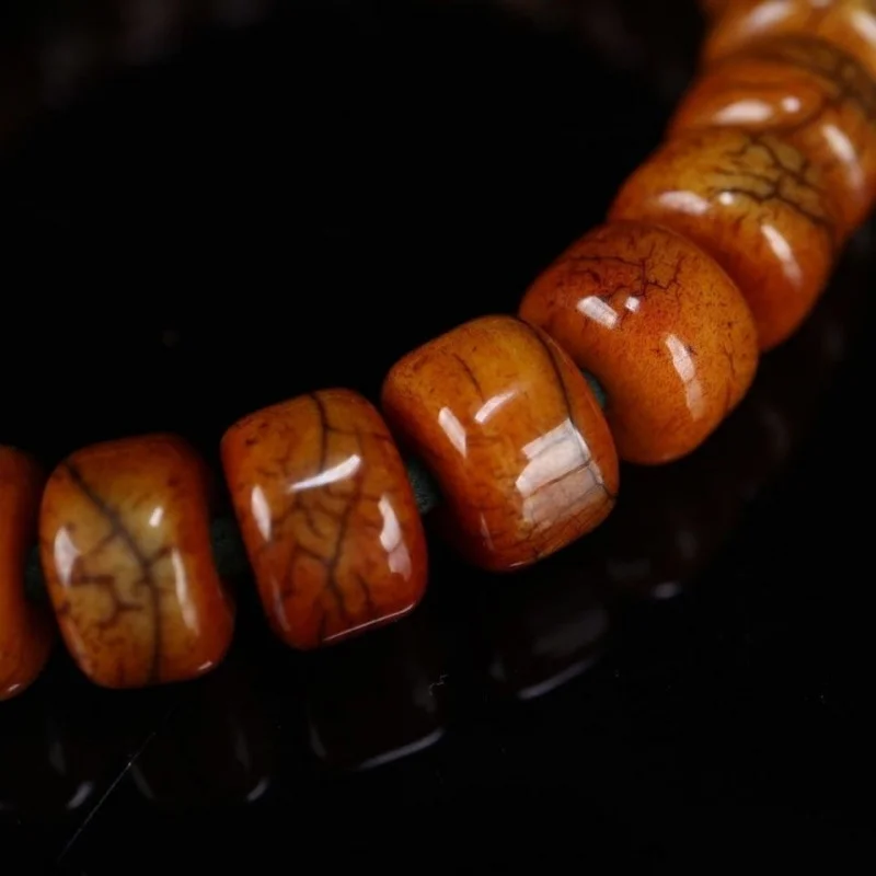 Boutique Oil Moisturizing Coated Pulp Gracked Glaze Yak Bone Buddha Beads Rosary Single Circle Bracelet Tibetan Style Ol