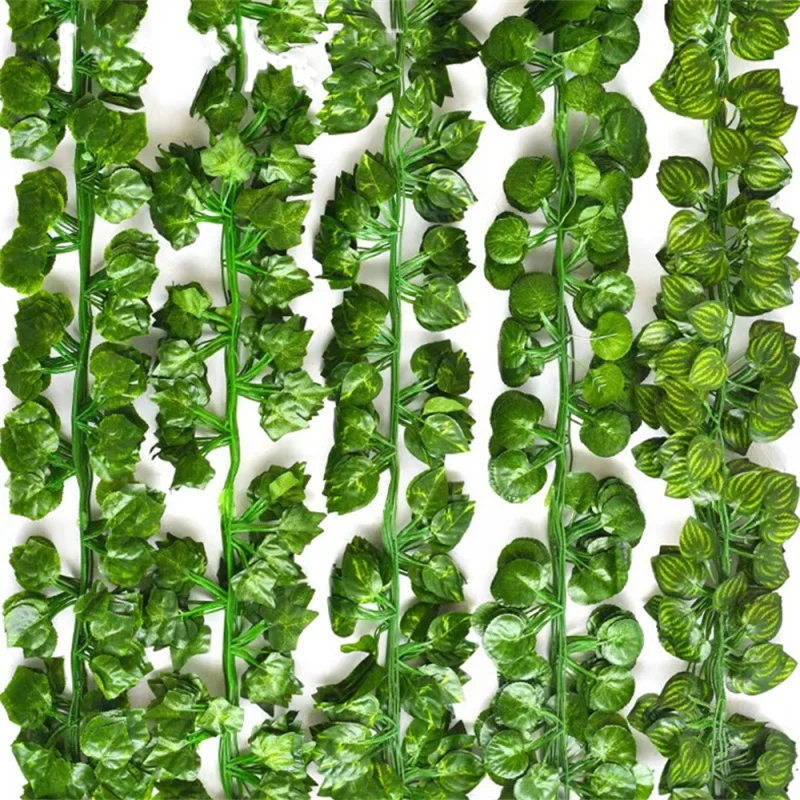 12Pcs Simulated Vines Artificial Flowers Grapes Sweet Potatoes Vines Leaves Green Leaves Suspended Ceiling Plant Decoration