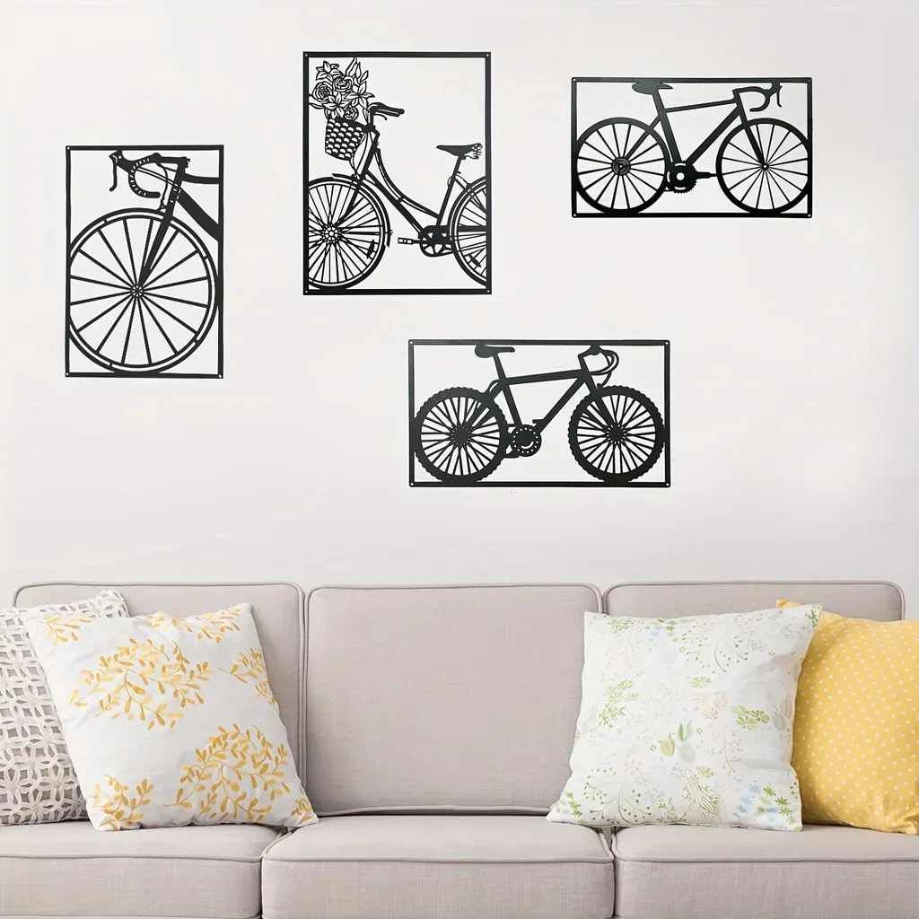 1pc, Bicycle Metal Wall Art - Wrought Iron Indoor Decoration for Bedroom, Living Room, and Dining Room - Elegant and Stylish