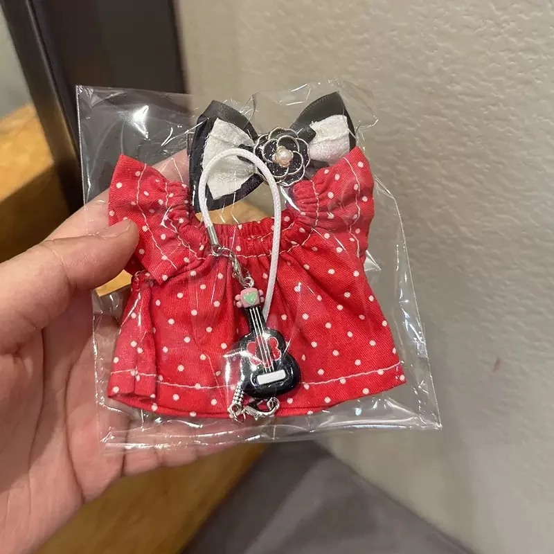 17cm First and Second Generation Labubu Baby Clothes Hanger, Labubu Skirt, Bag Set, Bow New Style