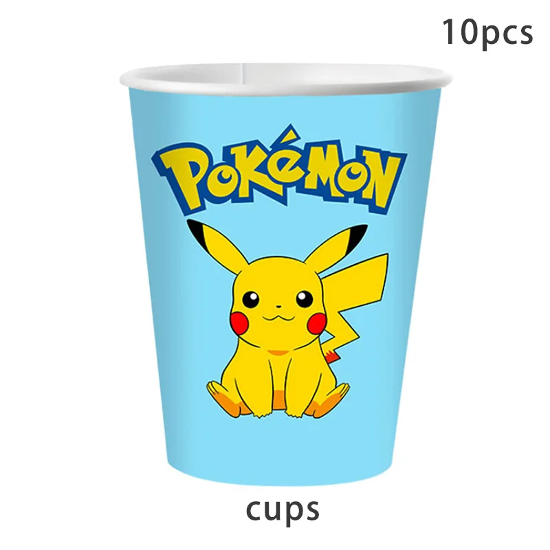 Pokemon Party Wegwerp Servies Set Bord Beker Servet Stro Tafelkleed voor Pikachu Verjaardagsfeestje Decoraties Benodigdheden
