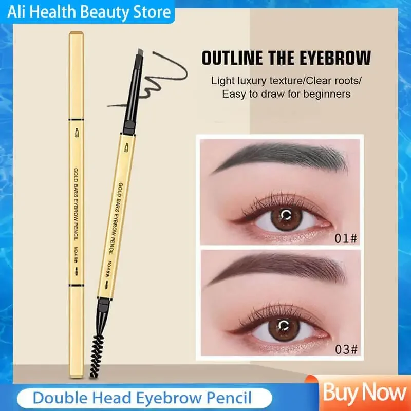 Crayon à sourcils naturel 5 couleurs marron Double tête longue durée étanche Ultra fin stylo à sourcils luxe or cosmétique