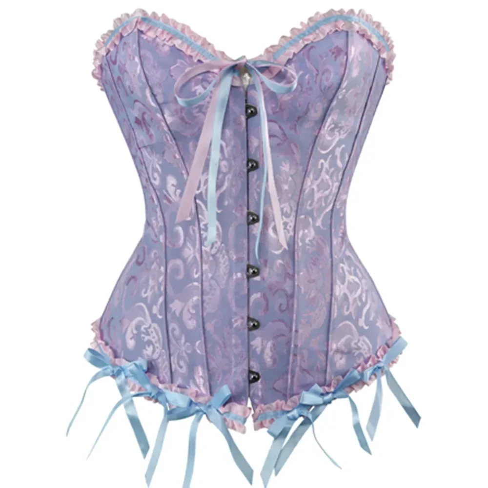 Sexy Lace Up Corset Plus Size Overbust Corset Floral Women Bustier Corset Lingerie Tops Brocade Vintage Corselet