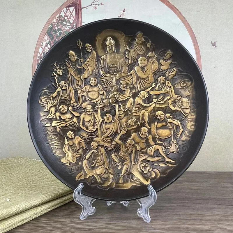 All-brass plate, copperware, Eighteen Arhats Buddha plate, wedding plate, fruit plate, tea plate, display plate, home decoration