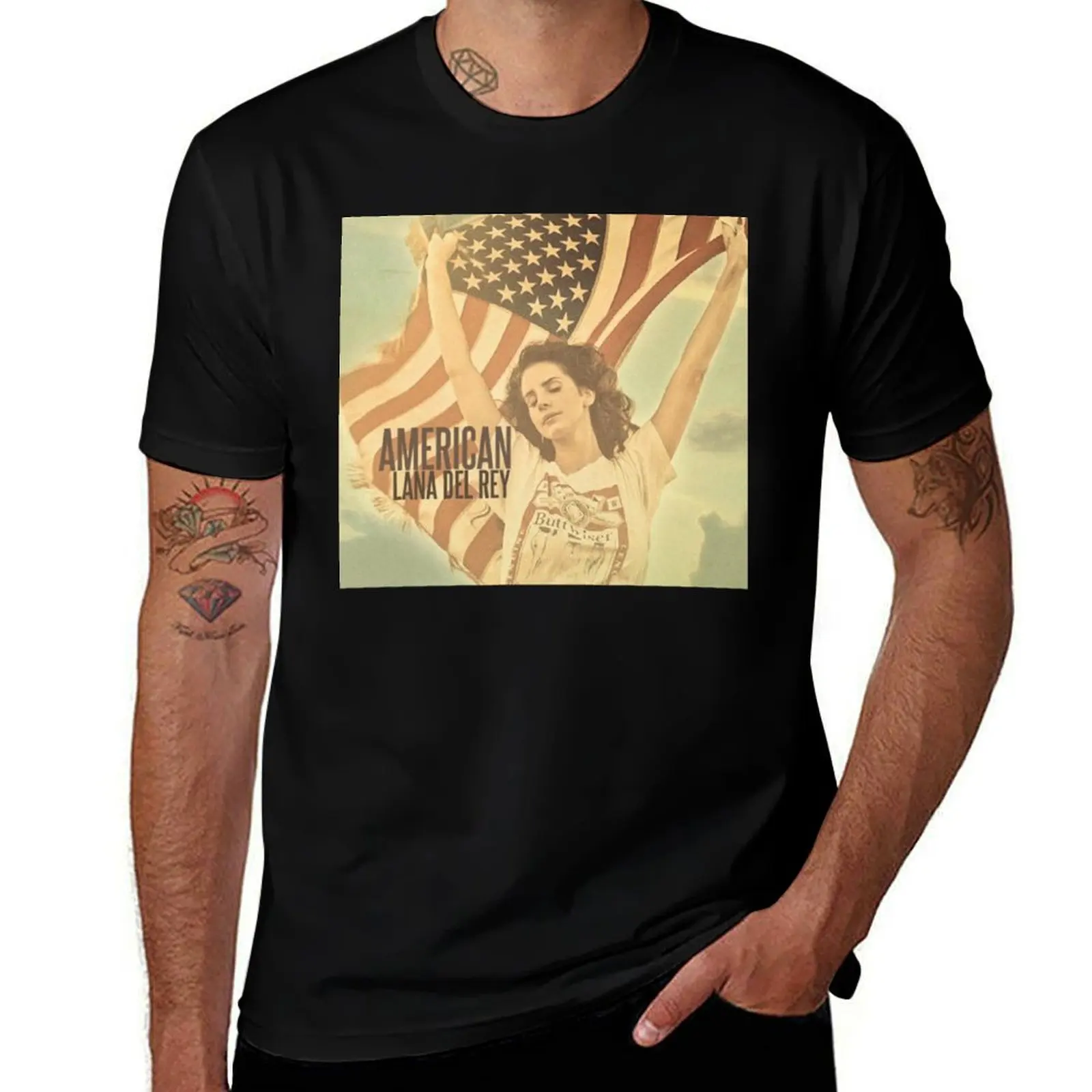 

American Lana in Flag T-Shirt Anime t-shirt customizeds croswit shirt man Men's cotton t-shirt