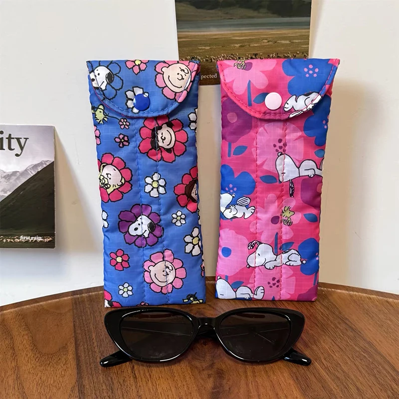 스누피 선글라스 가방 안경 케이스 여행 여성용 안경 보관 커버 만화 휴대용 부드러운 안경 보호 파우치 선물