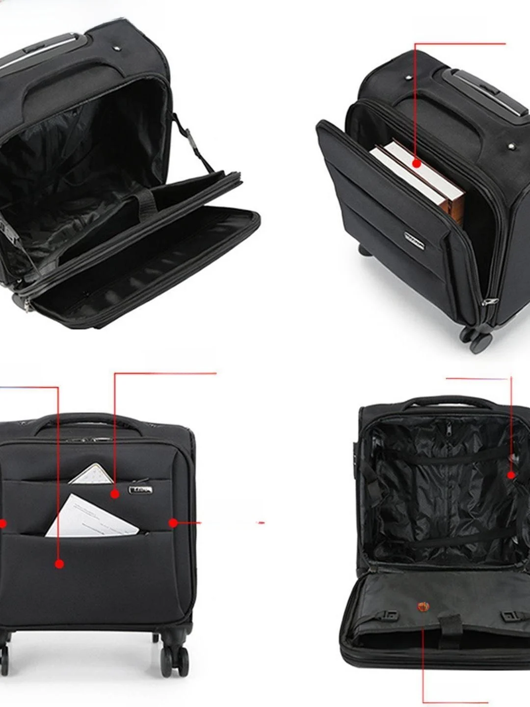 Spring Autumn Airline Carry-On Suitcase 20 Inch Railway Steward Che-In Bag ABS PC Material M G Pure Color