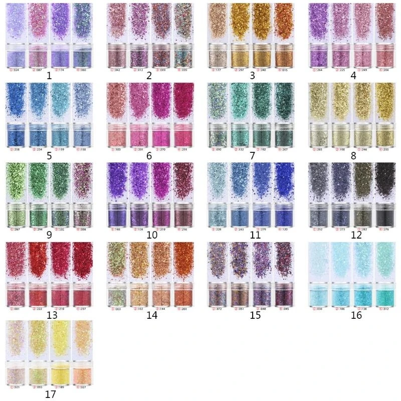4 Bottles Sequins Resin Shinning Filling Flash Glitter Powder Resin Filler
