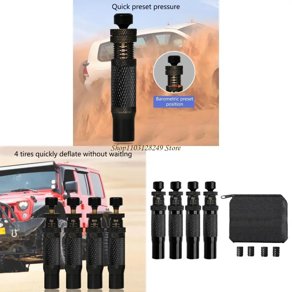 

N5KD 4pcs Tire Pressure Release Valves, Quick Adjustable 0.7-2.1 Bar, with Carry Bag