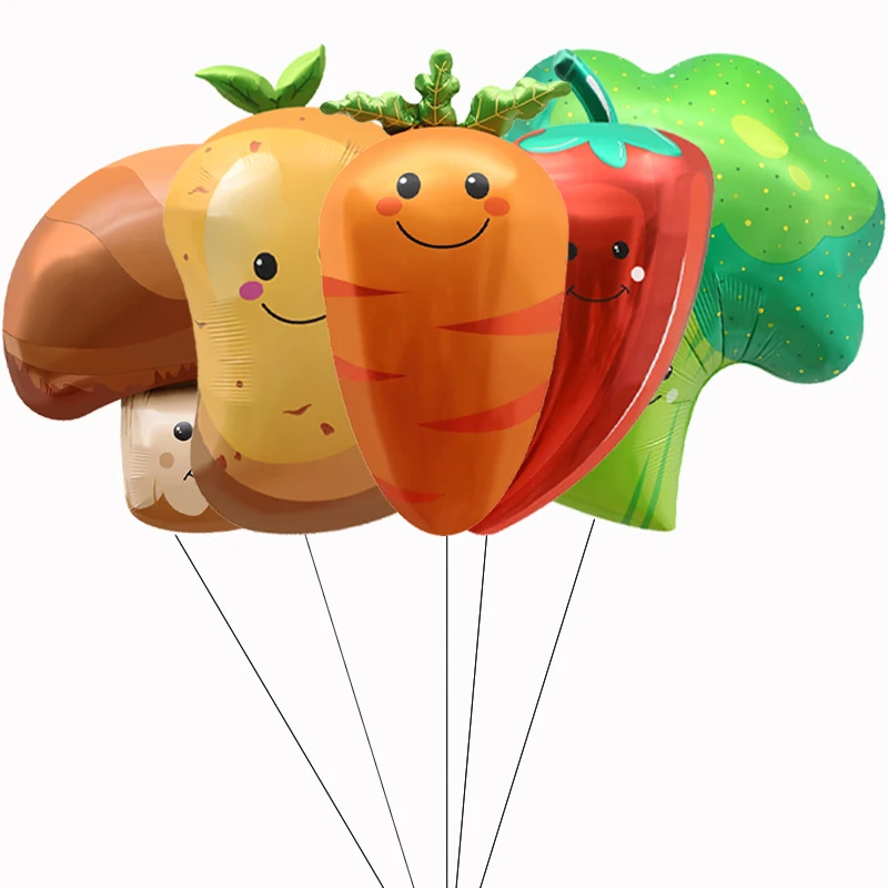 Globos de papel de aluminio para decoración de fiestas, globos de helio para comida y verduras, tomate, patatas, brócoli, zanahorias, granja hawaiana