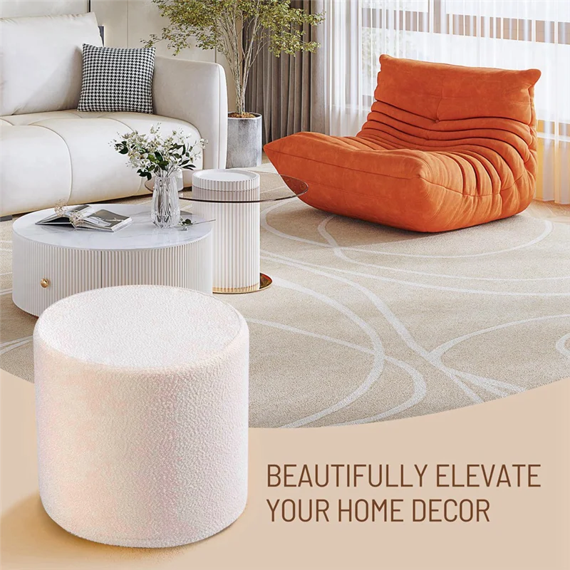 وسادة عثمانية ناعمة من LICE - مسند قدم مريح من الإسفنج لغرفة المعيشة والمكتب والأريكة - أبيض