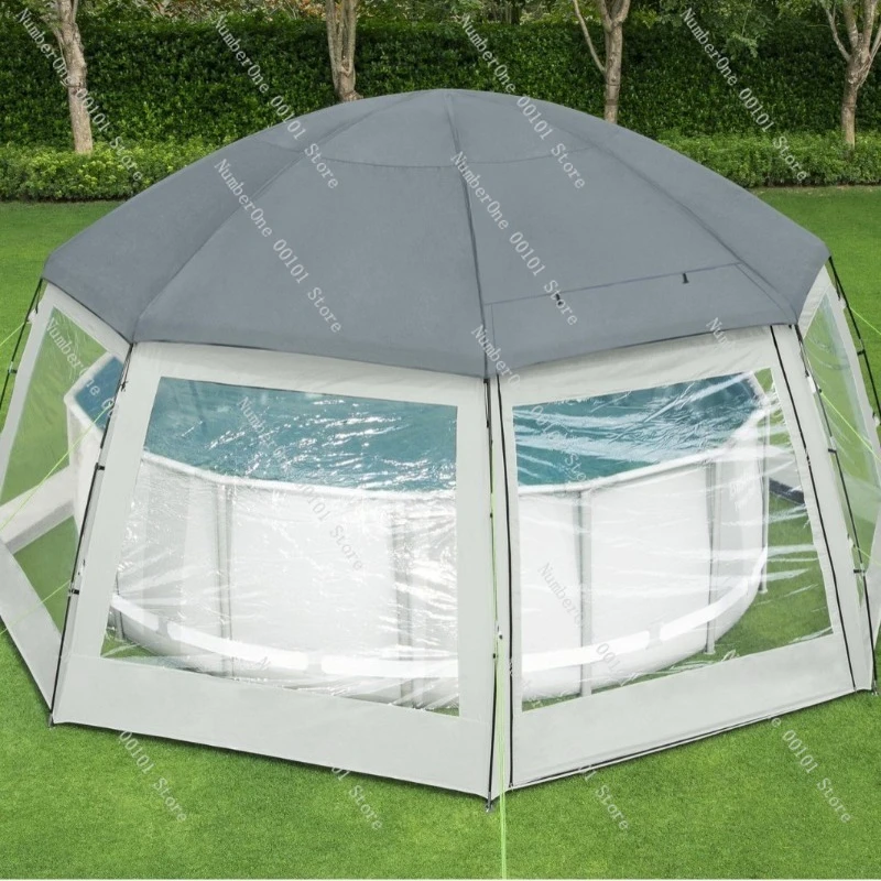 Foldable Round Pool Tent, Oversized Outdoor Sunshade Rainproof Canopy for Home Swimming Pool
