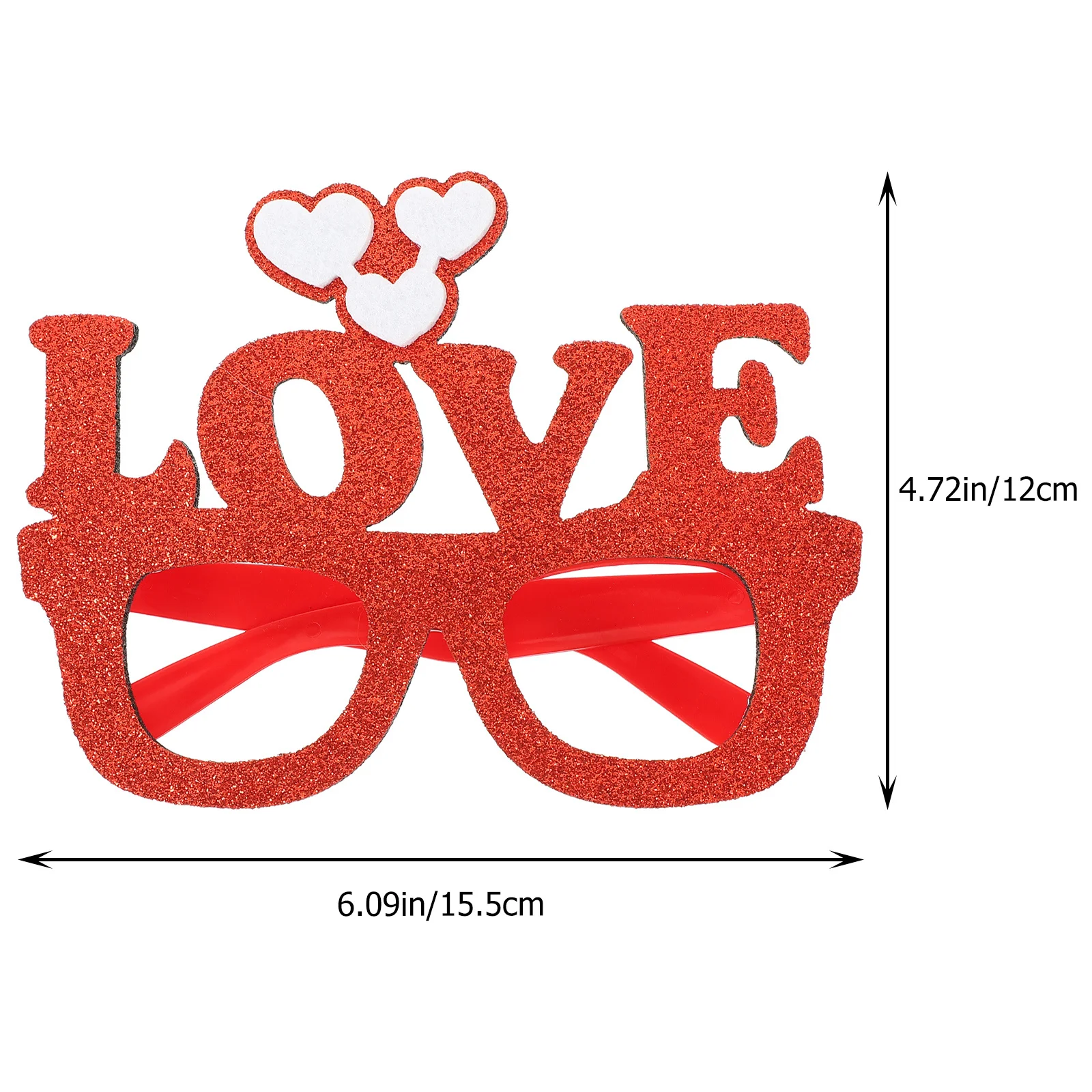 

4Pcs Valentine Party Glasses Frames Eyewear Prop Lightweight Compact Size Safe Non-Woven Fabric Plastic Heart Glasses
