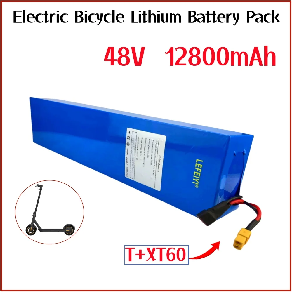 

48V Lithium ion Rechargeable Battery Pack 12.8Ah 13S4P Built-in High-power Balanced BMS 0-800W Electric Bicycle Scooter Battery