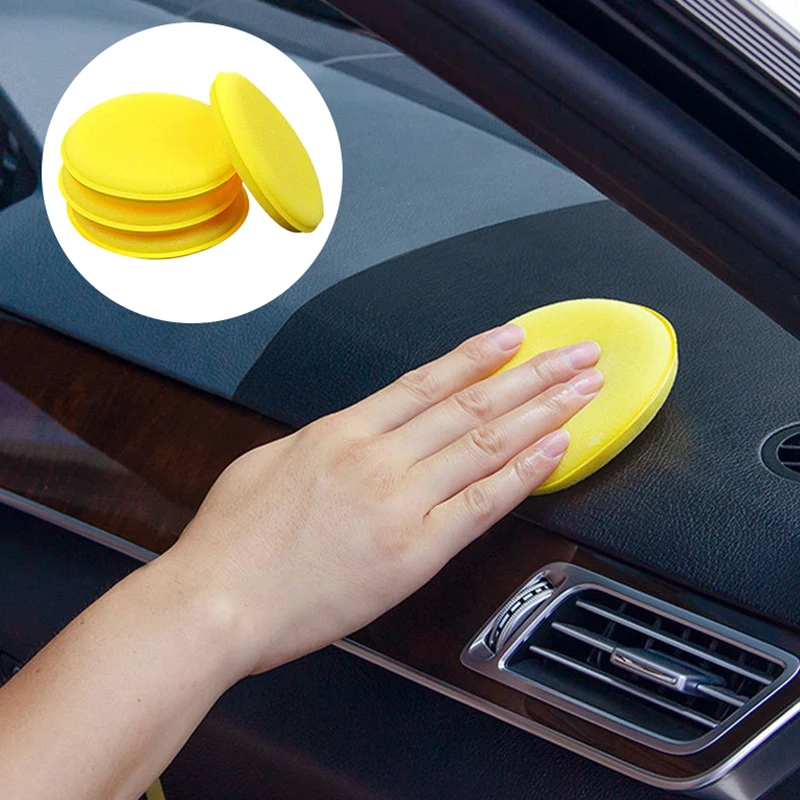 Car Ultra Soft Foam Detailing Wax Applicator Pad Round Foam Sponge Cleaning Tool With Free Wash Microfiber Towel