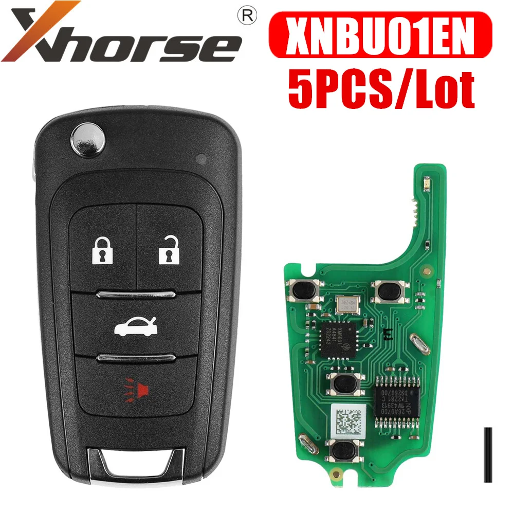 Xhorse XNBU01EN Wireless Remote Key for Buick Flip 4 Buttons English Version 5pcs/Lot