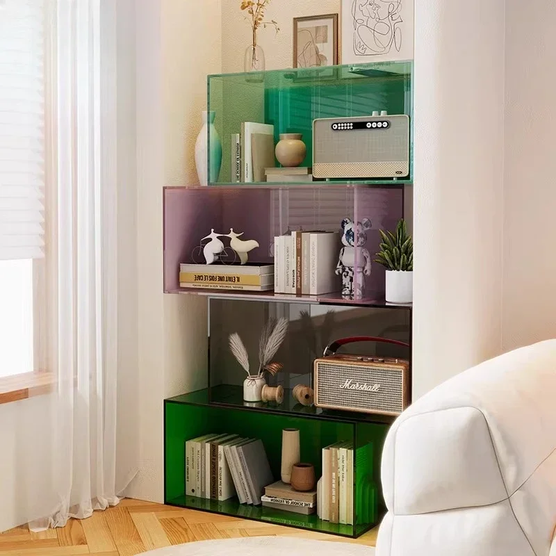 Acrylic box, modern simple bay window storage cabinet, living room and bedroom color shelves