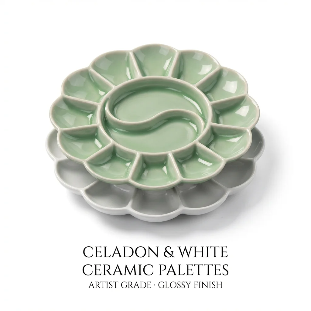 Handmade Celadon Palette Plum Blossom-shaped Watercolor Pain