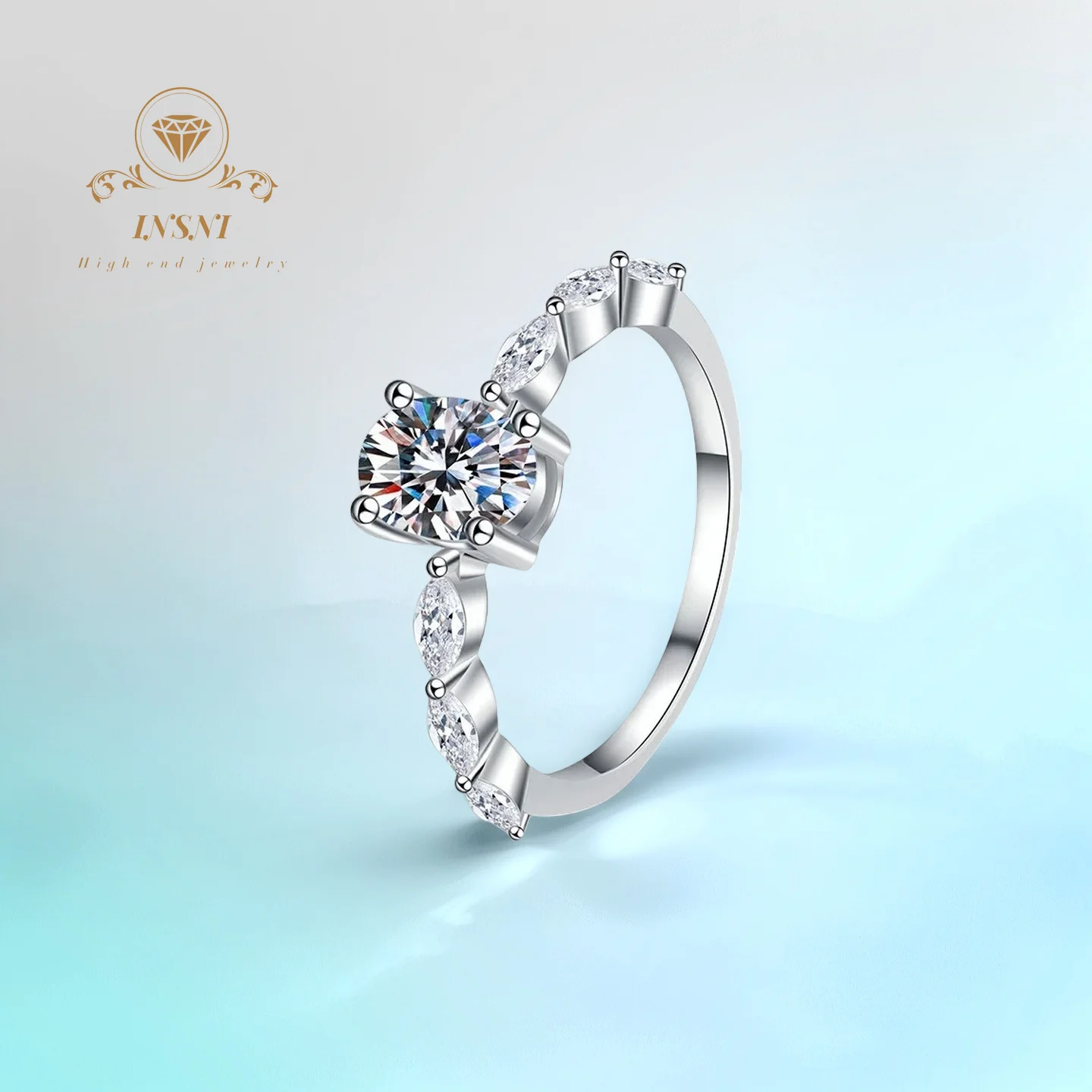 

1 Ct S925 Silver Pigeon Egg Fairy Style Moissanite Engagement Ring Luxury Premium Wedding Band GBA Certified Free GIFT Box