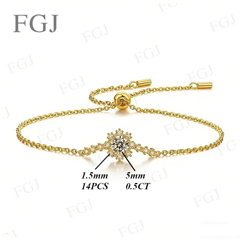 

Moissanite Hip-Hop Bracelet 925 Sterling Silver GRA Certified Round D Color VVS1 Fine Jewelry for Women Dating Party Gifts