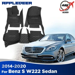Car Floor Mats For Benz S W222 Sedan 4-seat 2014-2020 2019 2018 2017 2016 2015 Foot Pads Carpet Cover Interior Accessories