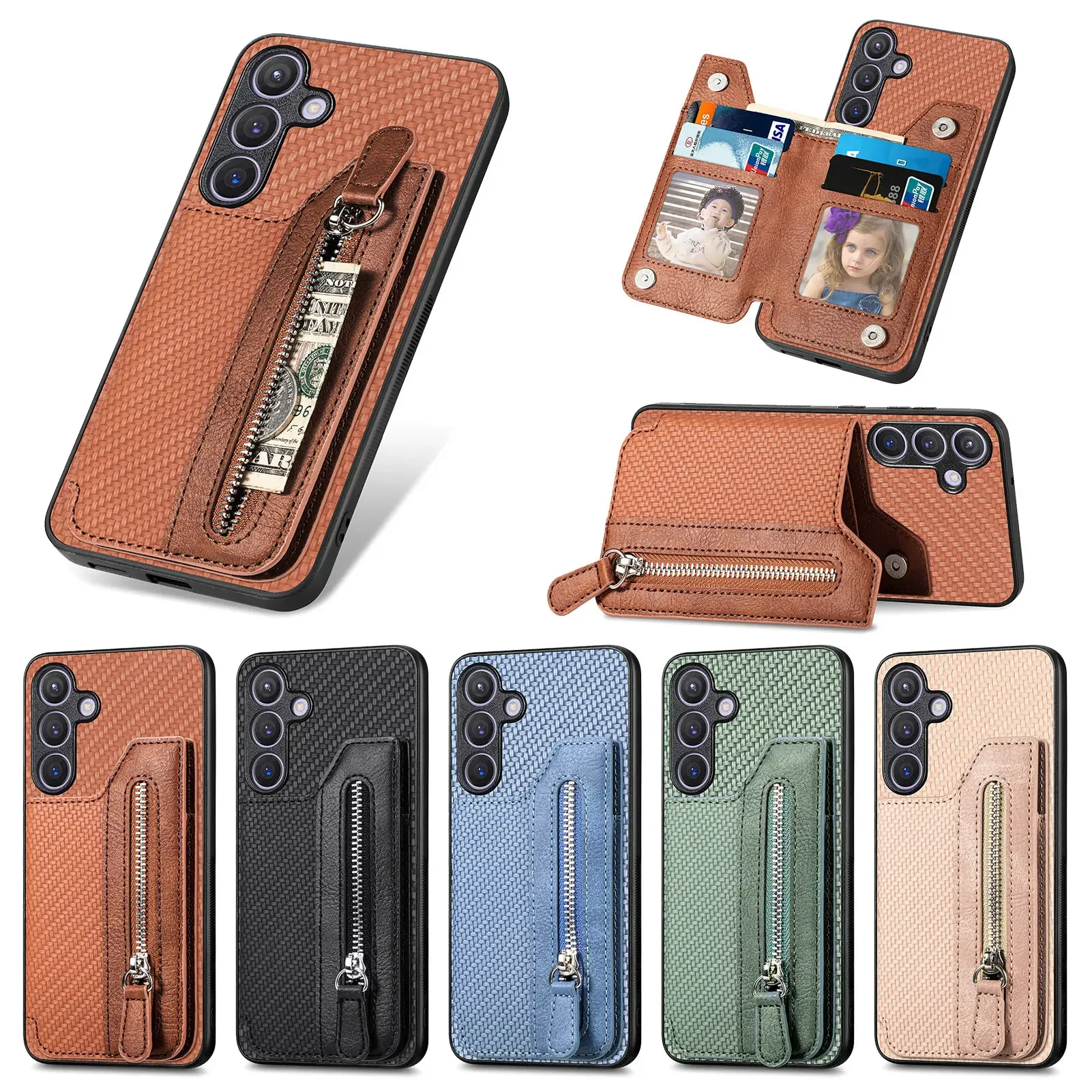 

Чехол-кошелек на молнии для Samsung Galaxy A04 A14 A24 A34 A54 A05 A15 A25 A33 A72 A73 S21 FE S22 Plus S23 S24