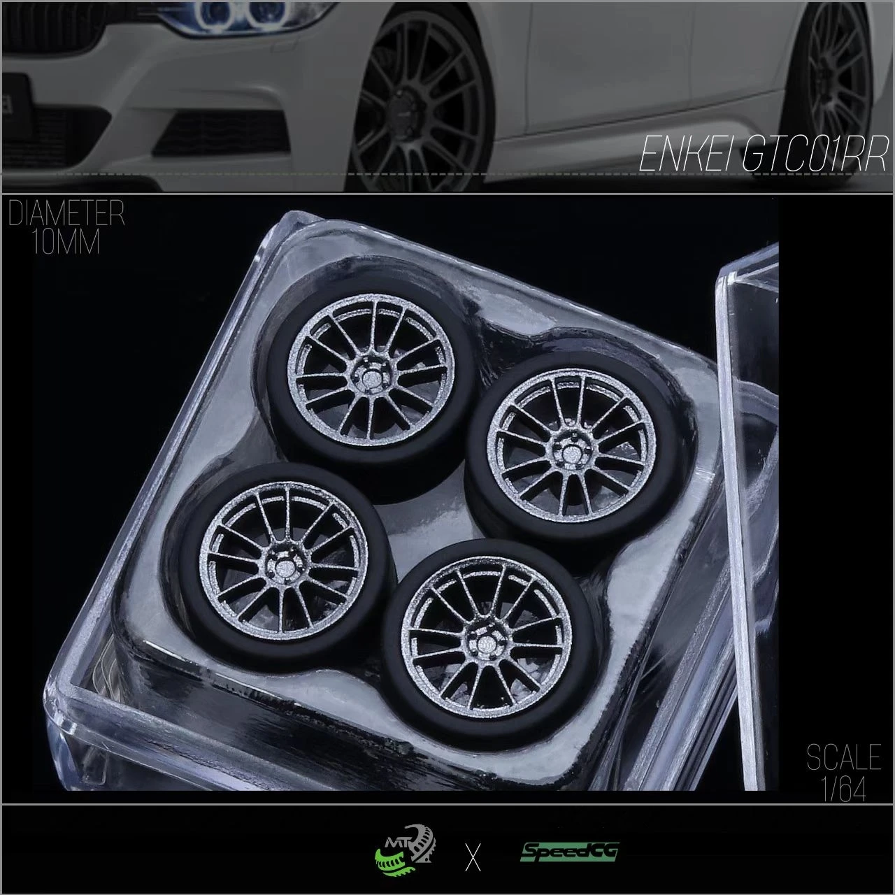 SpeedCG 1/64  Luxury ABS Wheels with Rubber Tire Diameter 10mm Model Car Modified Parts For Hotwheels Tomica MiniGT