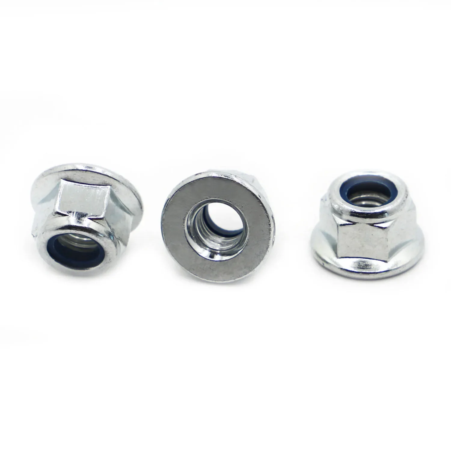 Zinc-plated Carbon Steel Nylon Insert Hex Flange Self-locking Locking Nut Nylock Locknut M3 M4 M5 M6 M8