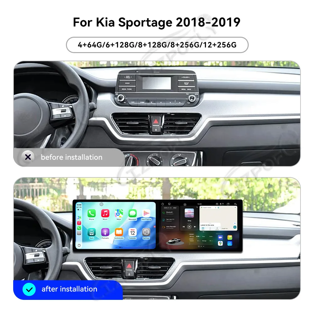 

10.1 Inch Dual Screen Car Radio Android For Kia Sportage 2018-2019 CarPlay Multimedia Video Player Car GPS Navigation Stereo 4G