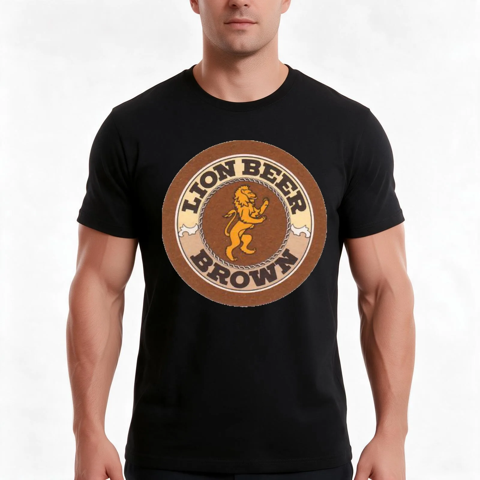 Lion Brown Beer Coaster T-Shirt Summer Casual Cotton Tee Oversized Streetwear Tops Vintage Graphic Print Unisex Men Women