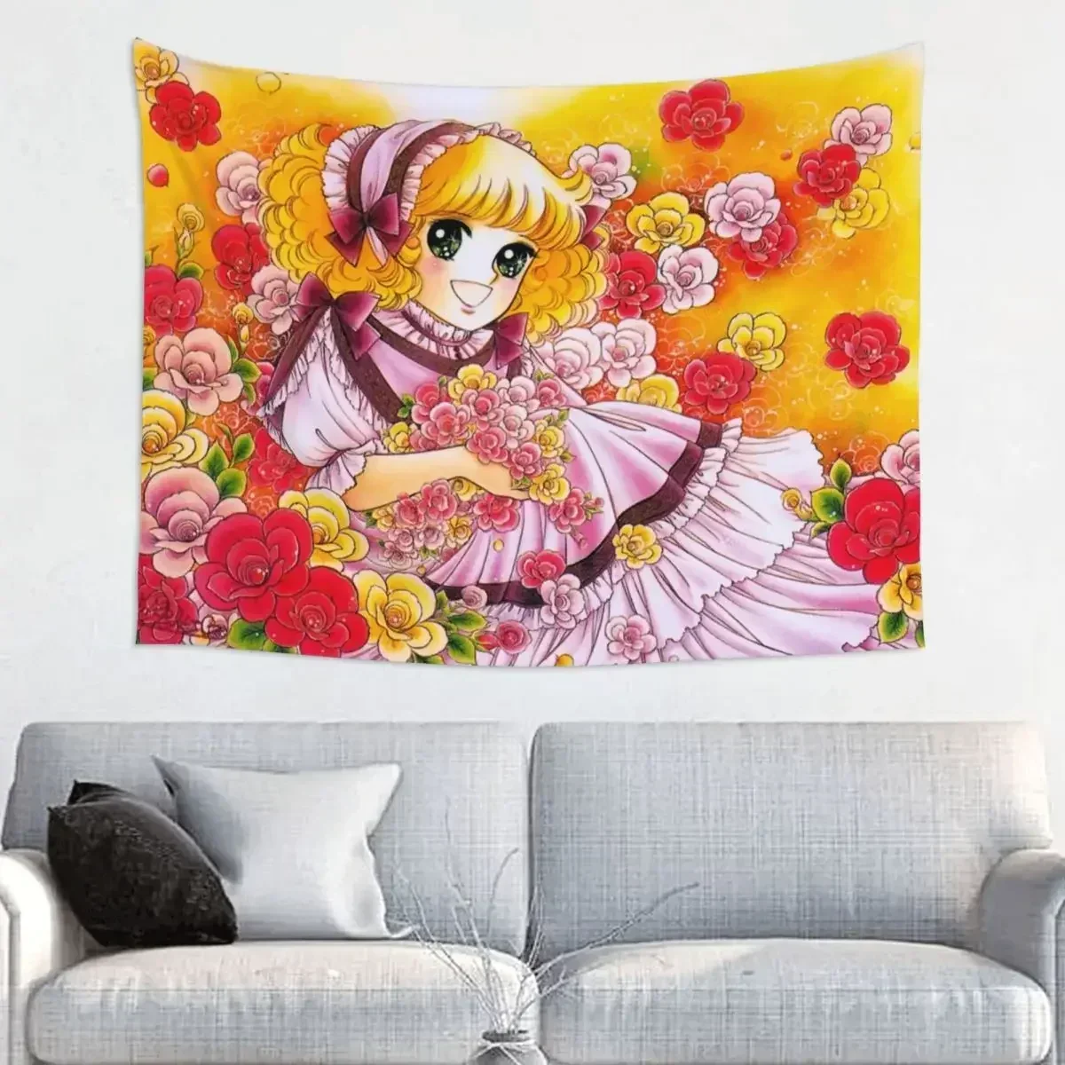 

Anime Candy Candy Tapestry Hippie Polyester Wall Hanging Kawaii Cute Girl Flowery Home Decor Yoga Mat Witchcraft Wall Tapestry