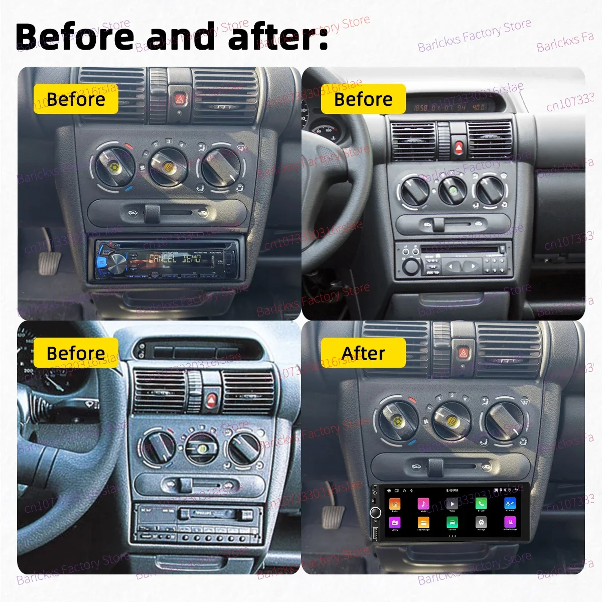 1 Din Carplay Radio Android Car Multimedia for Opel Vauxhall Tigra Corsa B MK1 1993-2000 6.86