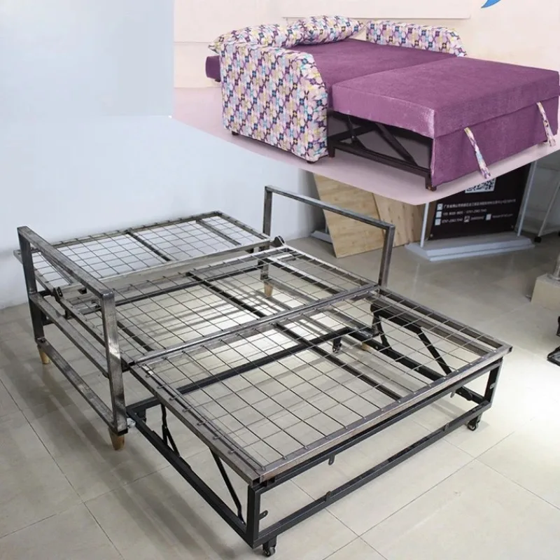 Hidden folding, flipped multi-functional sofa bed iron frame, three-fold all-steel mesh iron frame