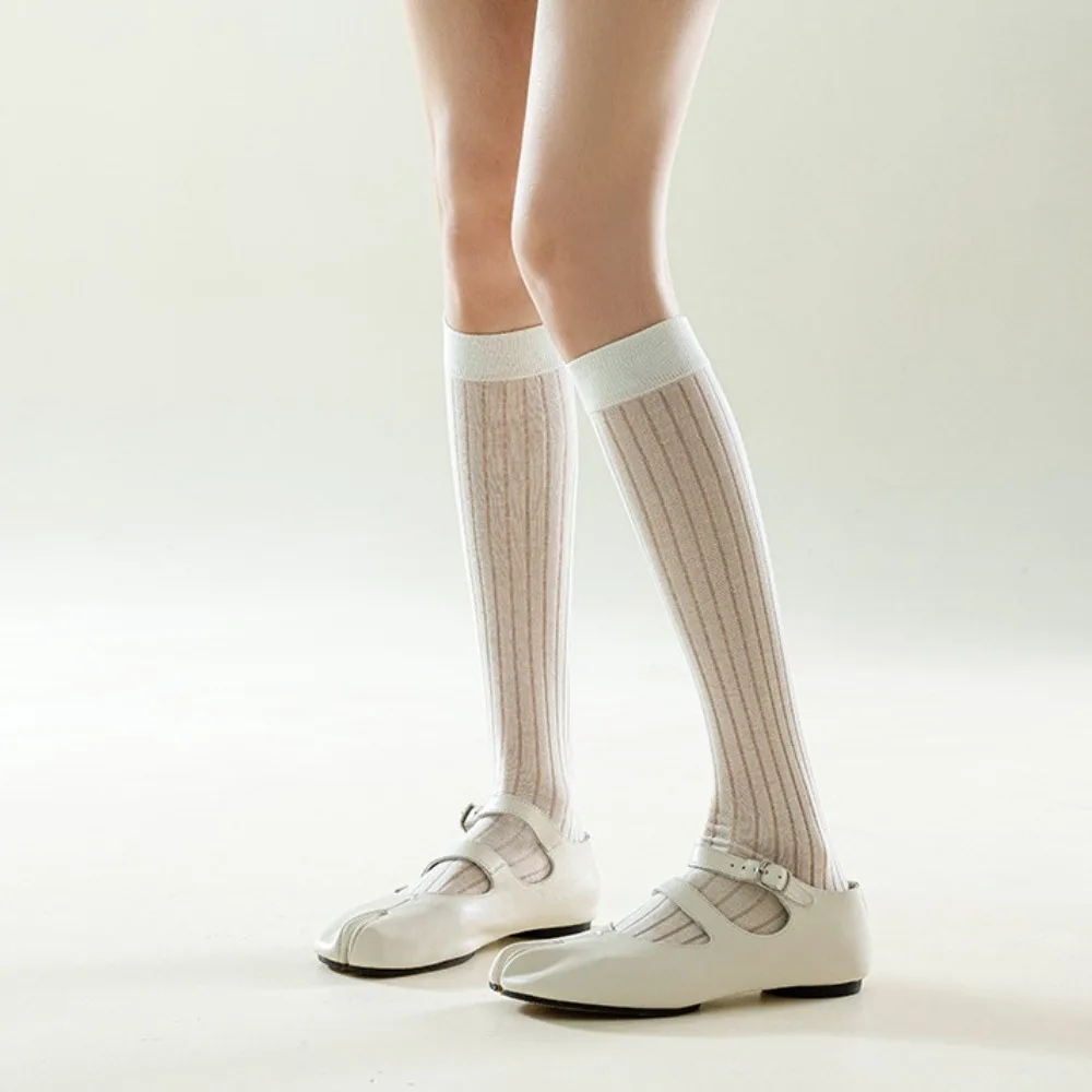 

All Match Thin Two Toe Stockings Solid Color Harajuku Separate Toe Stockings Knee High Mid-tube Stocking Women Girls