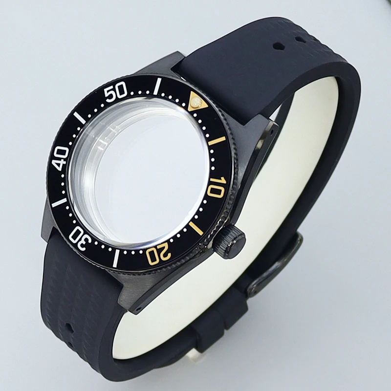 40mm Diving Sports Black Watch Case Rubber band Sapphire NH35 Watch parts For Seiko NH35 NH36 Movement 28.5mm Dial Tiger Whale