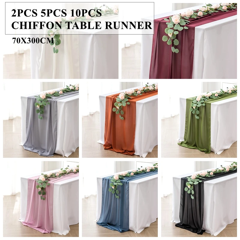 75CM Width Chiffon Table Runner for Wedding Banquet Event Decoration Good Looking Tablecloth Runners