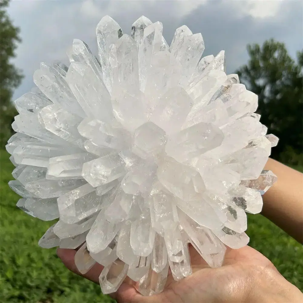 

Natural White Phantom Quartz Crystal Cluster, Huge Newly Discovered, Beautiful Mineral Samples Head, Home and Office Decoration