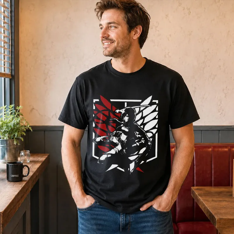 Mikasa Ackerman Attack on Titan Anime T Shirt, 0809 Manga Casual Streetwear, Unisex Short Sleeve Graphic Tee for Fans