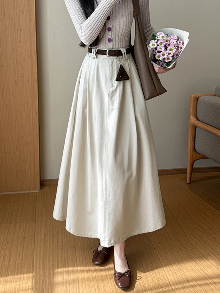 

Юбка миди А-силуэта с высокой талией, женская, весна-лето 2026, новая модная плиссированная юбка-солнце длиной ниже колена