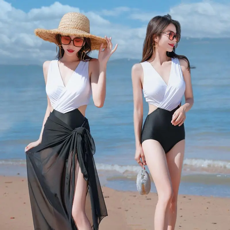 New Pure and Sexy Swimsuit for Women One-piece Bikini Bikini Conservative Belly-covering High-end Hot Spring Swimsuit