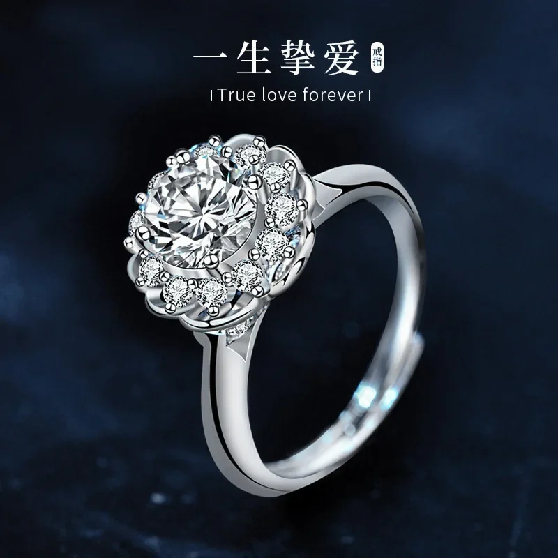 ผู้หญิง Moissanite แหวนเพชร 1 กะรัต 18K ทองรอบกระเป๋าแหวน PT950 ผู้หญิงงานแต่งงานของขวัญเปิดเครื่องประดับแฟชั่น