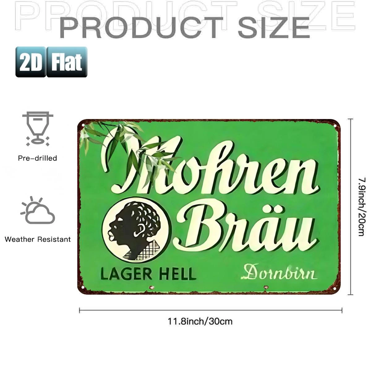 Vintage Retro Lager Beer Metal Sign, Classic Green Brewery Wall Art Decor for Bar, Pub & Home Kitchen