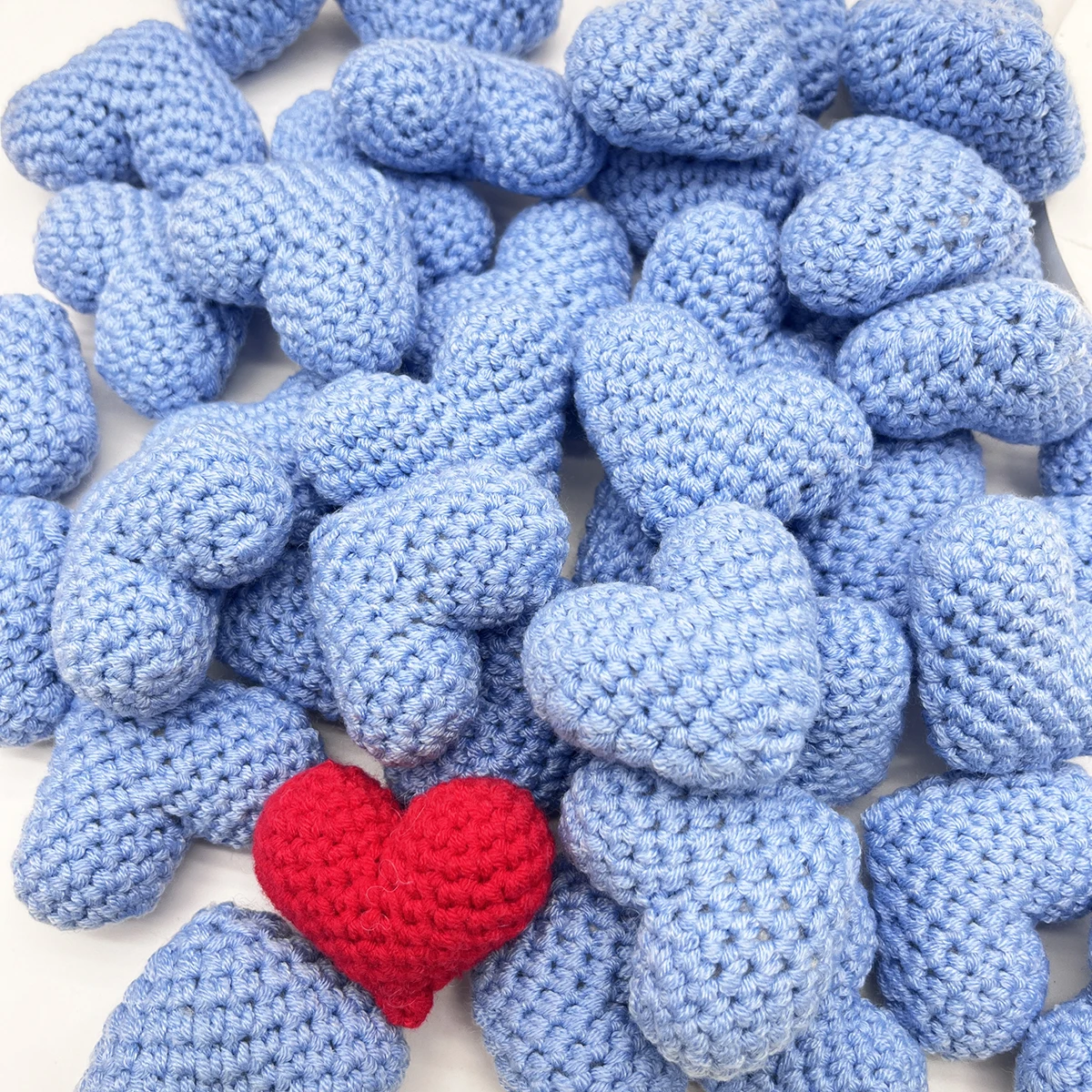 Blue Red Knitted Woven Hearts Crochet Finished handmade Heart Decoration for Valentine Gift  Wedding Party DIY Home Decor
