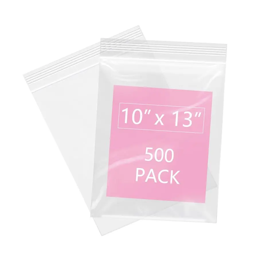 

500 Pcs 10 x 13 Clear Zip Bags Reclosable Plastic Zip Poly Bags 2 Mil for Prints, Photos, Documents, Clothing, TShirt