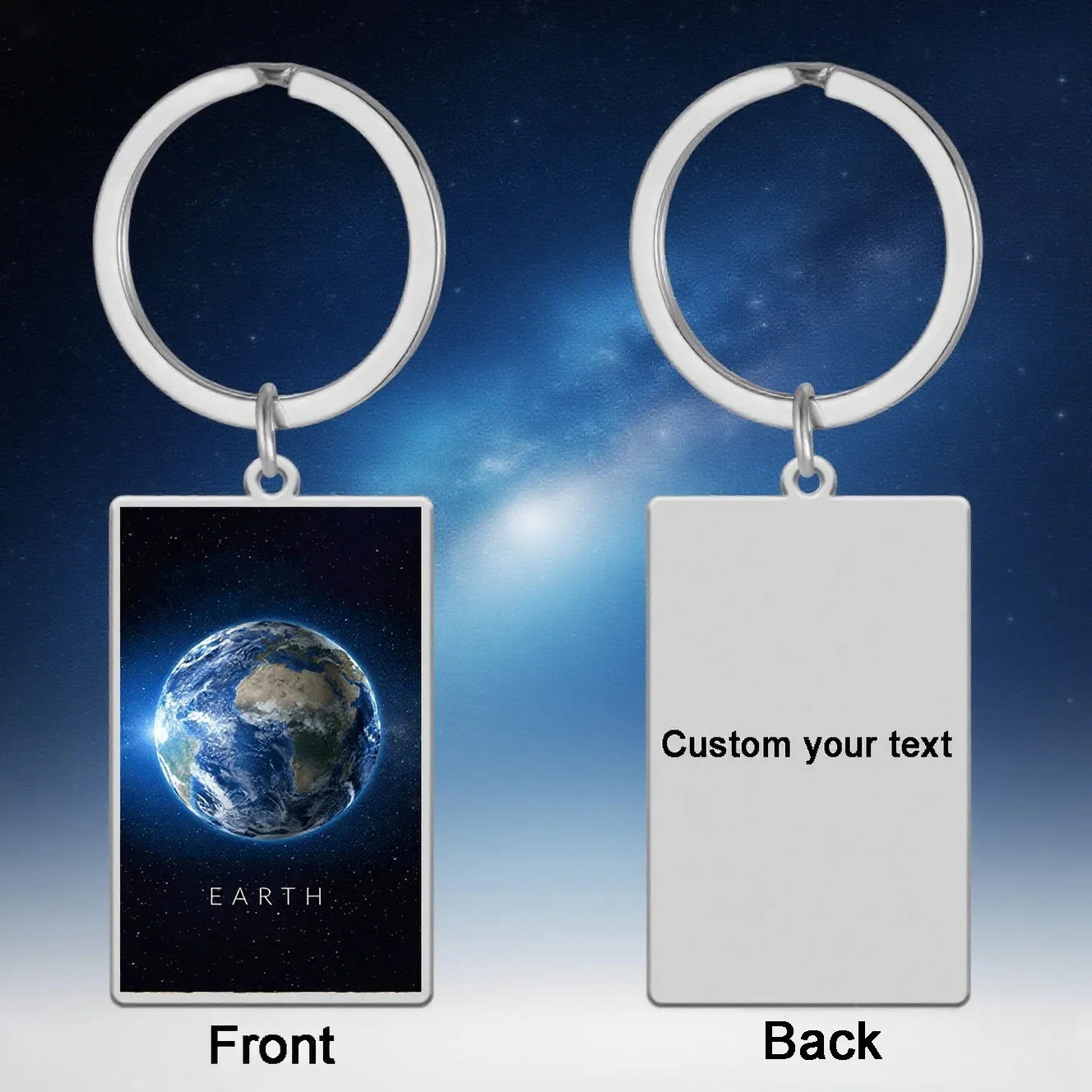 

Custom Planetary Themed Keychain Earth Mars Saturn Photos Front Custom Astronomical Slogans Back Star Space Enthusiasts Collect
