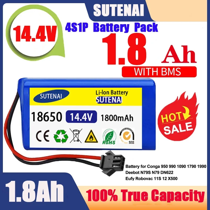 

14.4V 6.8Ah Li-ion battery for Cecotec Conga Excellence 950 990 1090 Ecovacs Deebot DN621 601/605 Eufy RoboVac 35C Panda i7 V710